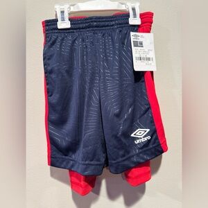 Umbro Navy and Vermilion Boys' Shorts